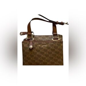 Karl Lagerfeld Paris KL Monogram Crossbody Bag Brown NWOT